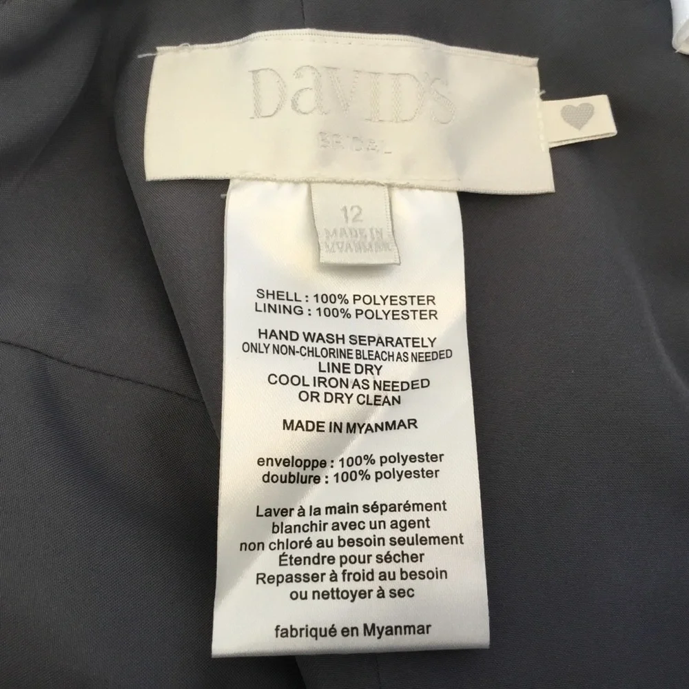 David’s Bridal Grey Strapless Chiffon Dress 12 - Picture 8 of 8